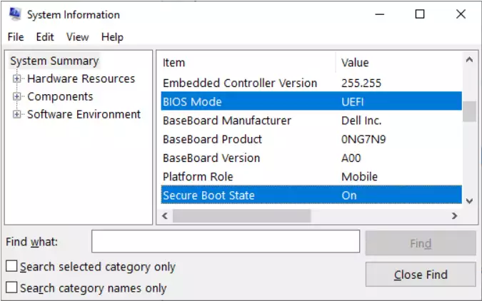 Status der sicheren Startunterstützung auf dem PC