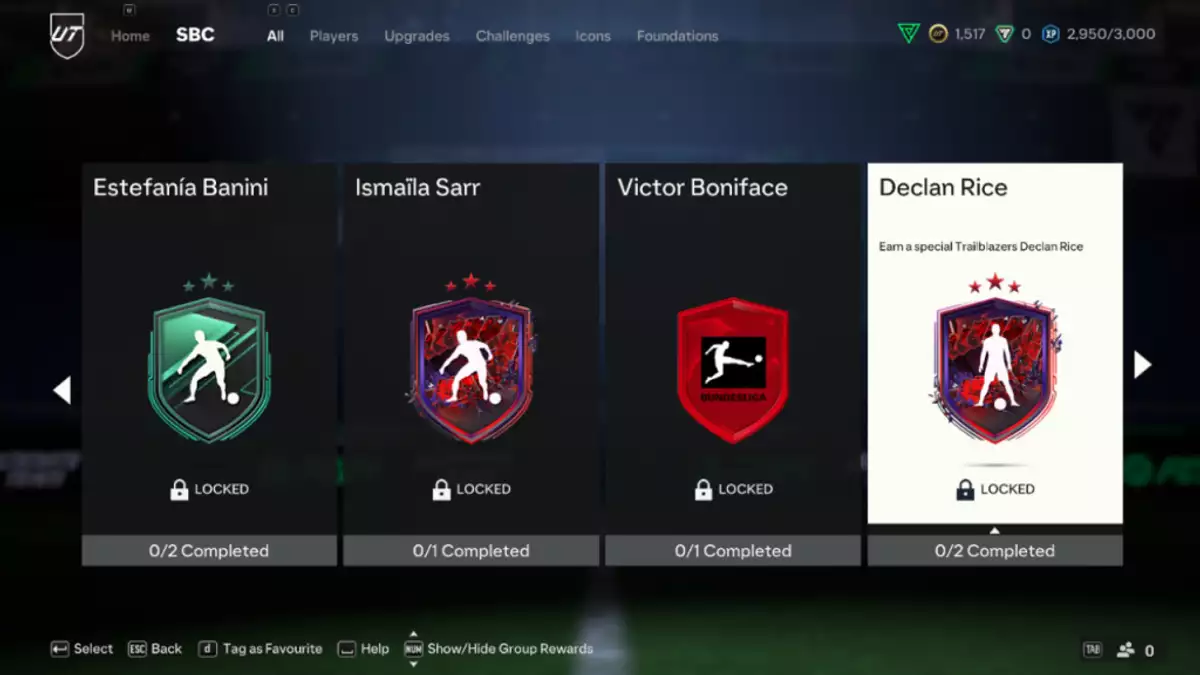 Trailblazers Declan Rice SBC Solutions in EA FC 24