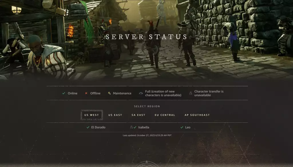 Überprüfen Sie den Status des New World-Servers