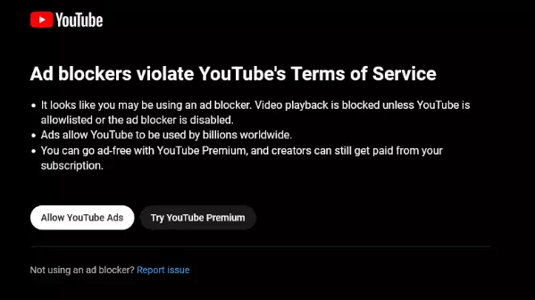 Bypass-Werbeblocker verstoßen gegen die Nutzungsbedingungen von YouTube