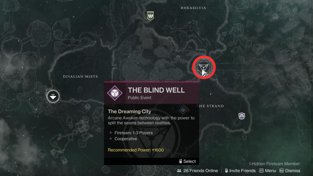 Blind Well Starcat-Standort.  (Bild: Bungie)