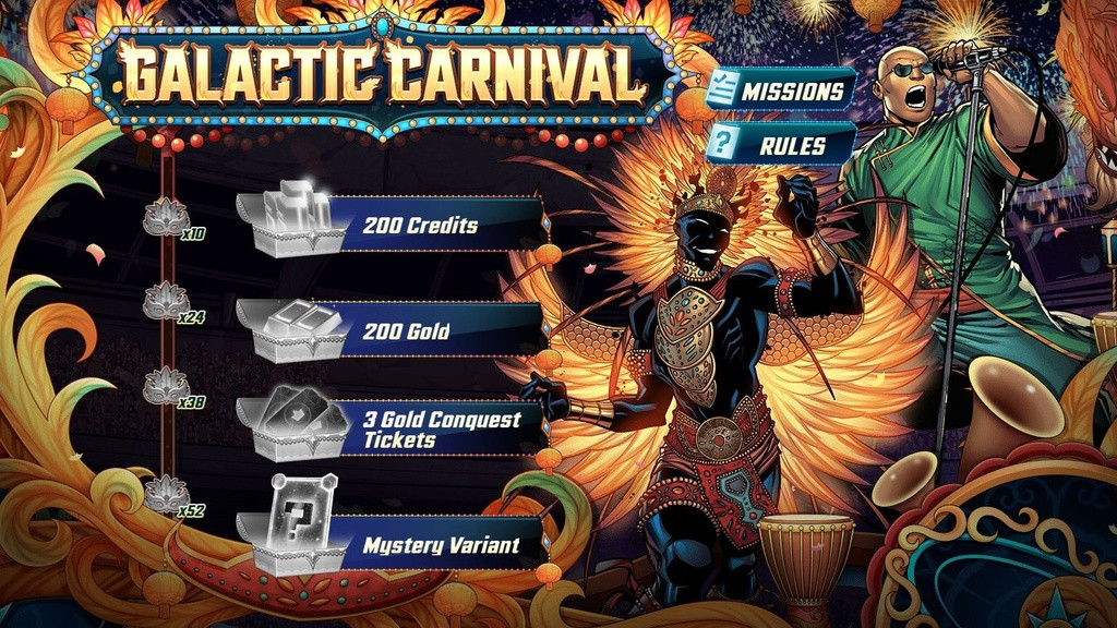 Marvel Snap Events Guide Galaktischer Karneval Event im Spiel Web-Landingpage Missionen Belohnungen