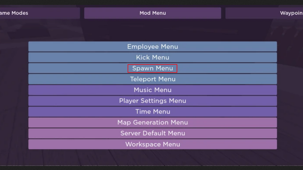 Roblox 3008 Spawn-Menü