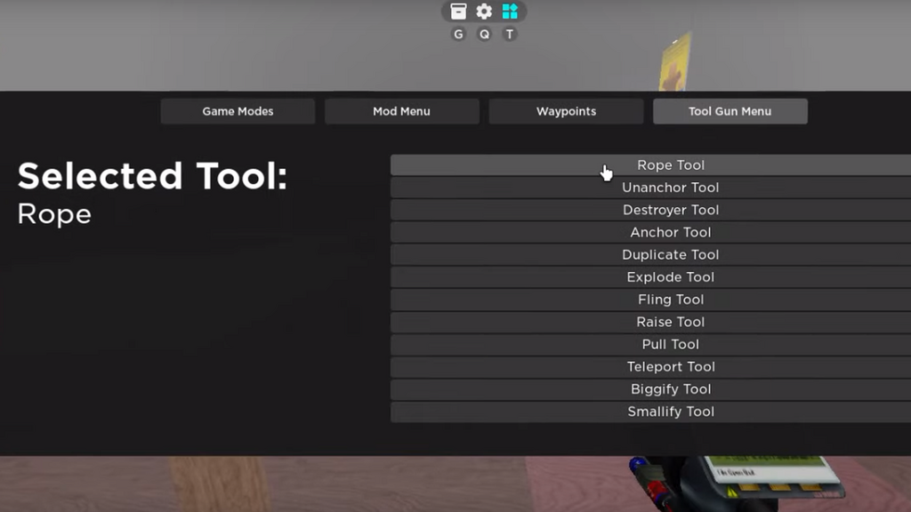 Werkzeugpistolenmenü Roblox 3008