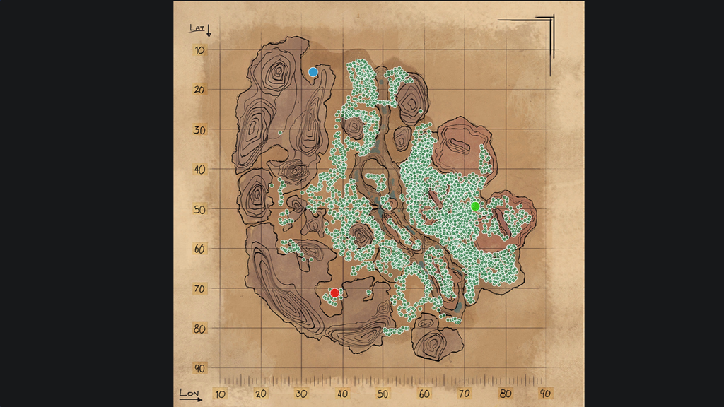 Standorte von Kaktussaft auf der interaktiven Karte von Scorched Earth markiert.