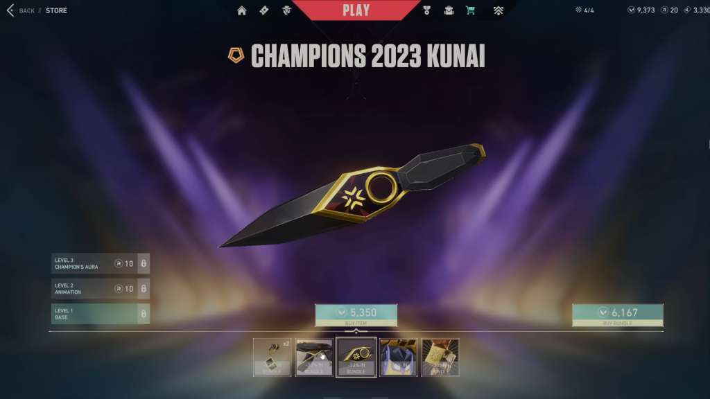 Champions 2023 Kunai in Valorant.
