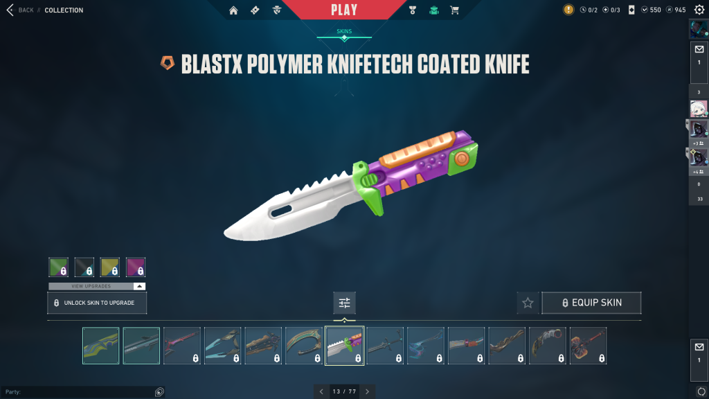 BlastX Polymer Knifetech beschichtete Messerhaut in Valorant.