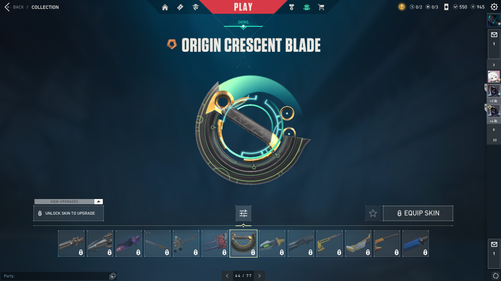 Origin Crescent Blade Skin in Valorant.