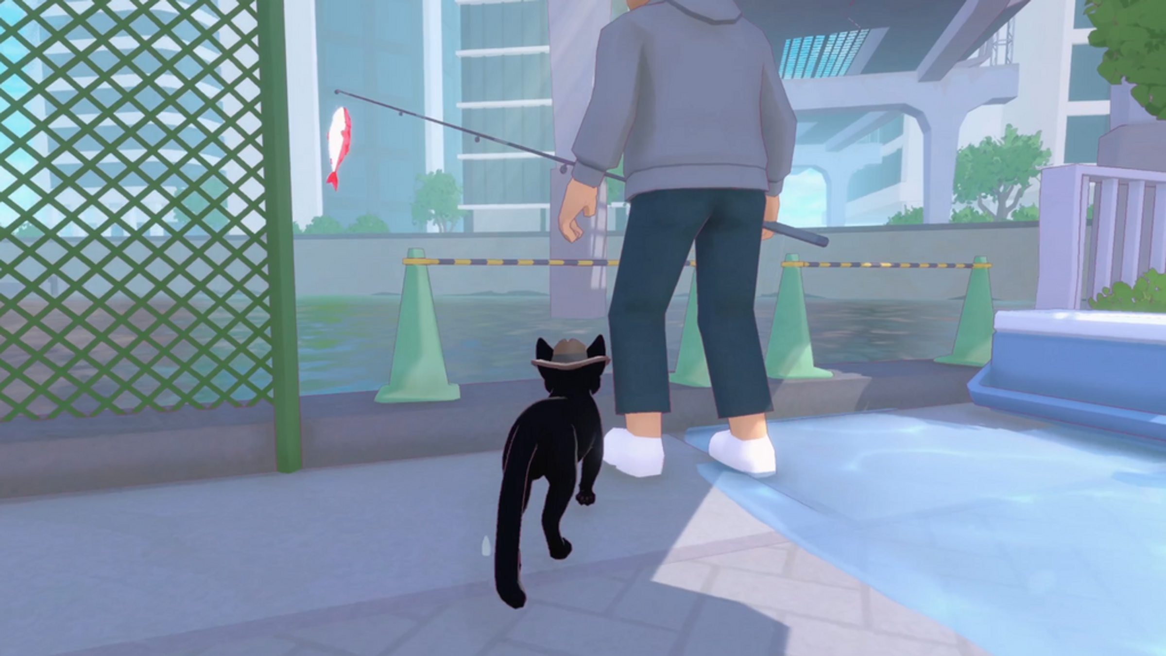 Wie man in Little Kitty, Big City den Fisch des Fischers stiehlt