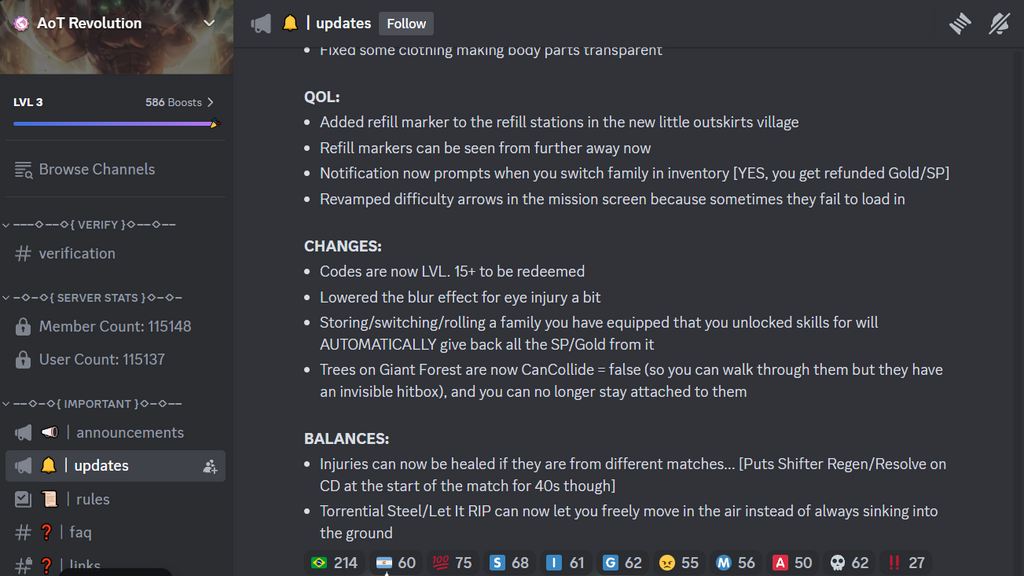 Auf dem Discord-Server finden Sie die neuesten Updates und Community-Unterstützung für Attack on Titan Revolution. 