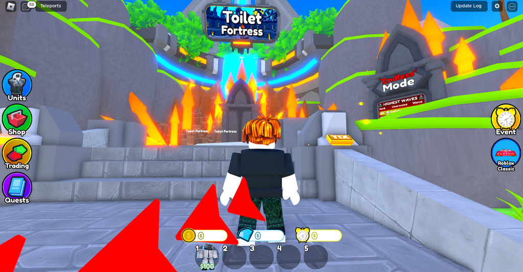 Tix 4-Standort in Roblox Toilet Tower Defense.