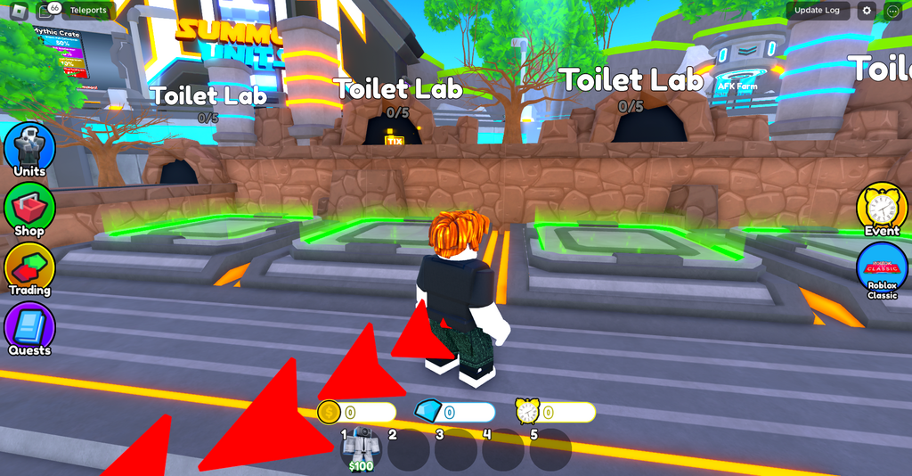 Tix 3-Standort in Roblox Toilet Tower Defense. 