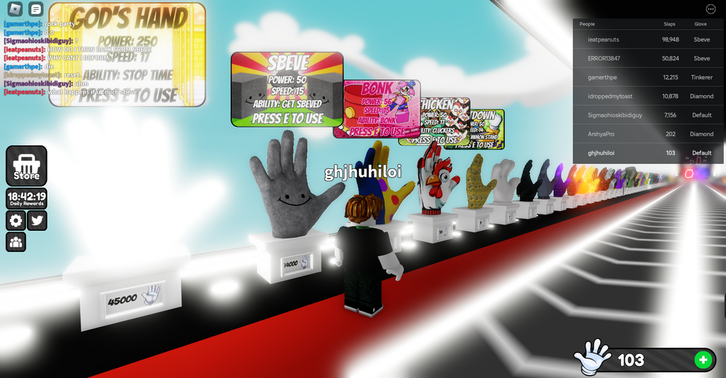 Sbeve Glove ist ein Schlaghandschuh in Roblox Slap Battles