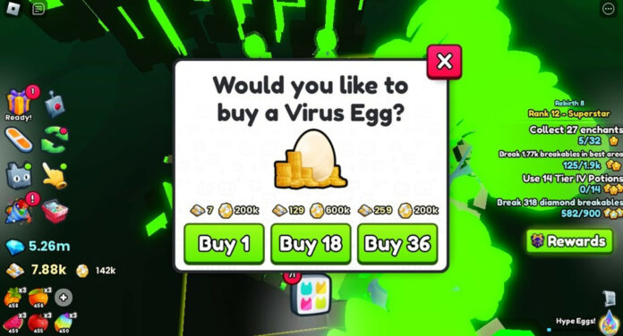 So finden Sie Viren-Eier im Pet Simulator 99
