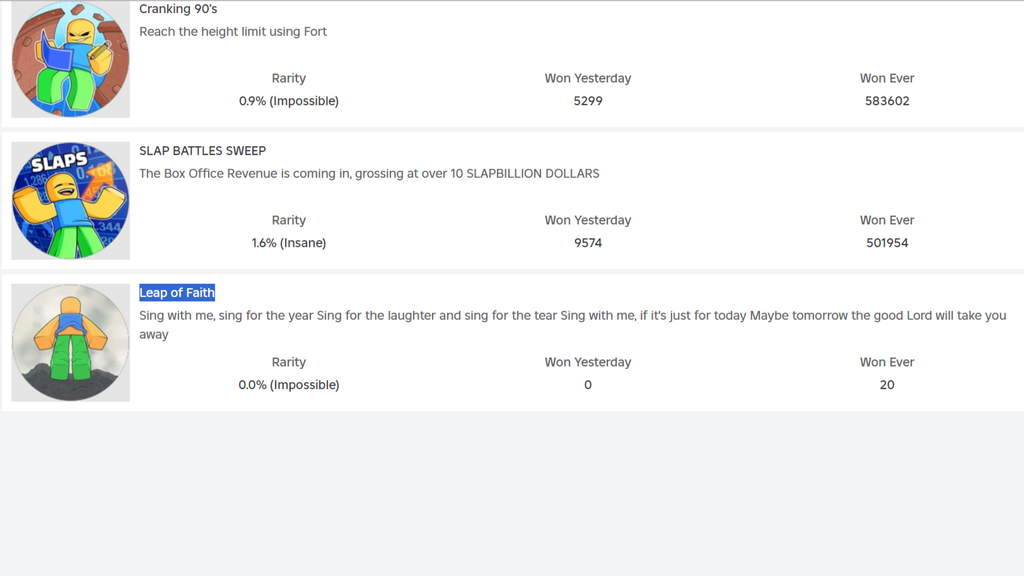 Leap of Faith-Abzeichen in Roblox Slap Battles