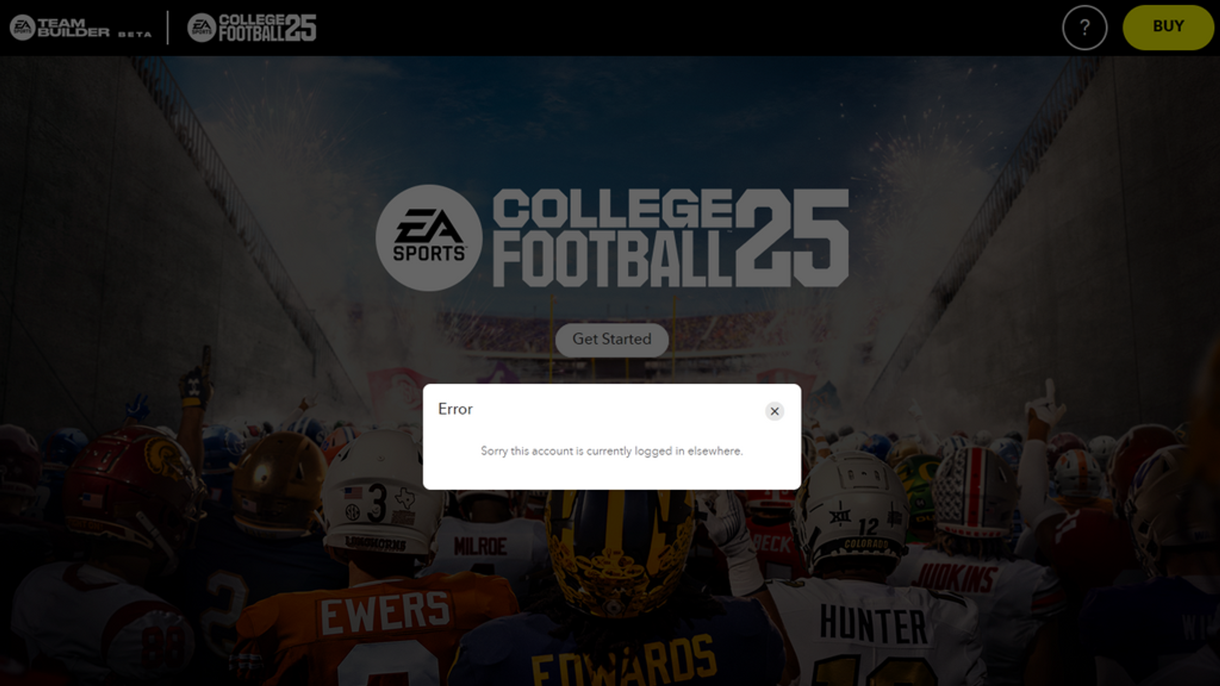 So beheben Sie das Problem „Konto ist derzeit woanders angemeldet“ im College Football 25 Team Builder