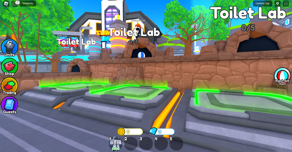 Standort des Wasserballs Nr. 2 in Roblox Toilet Tower Defense