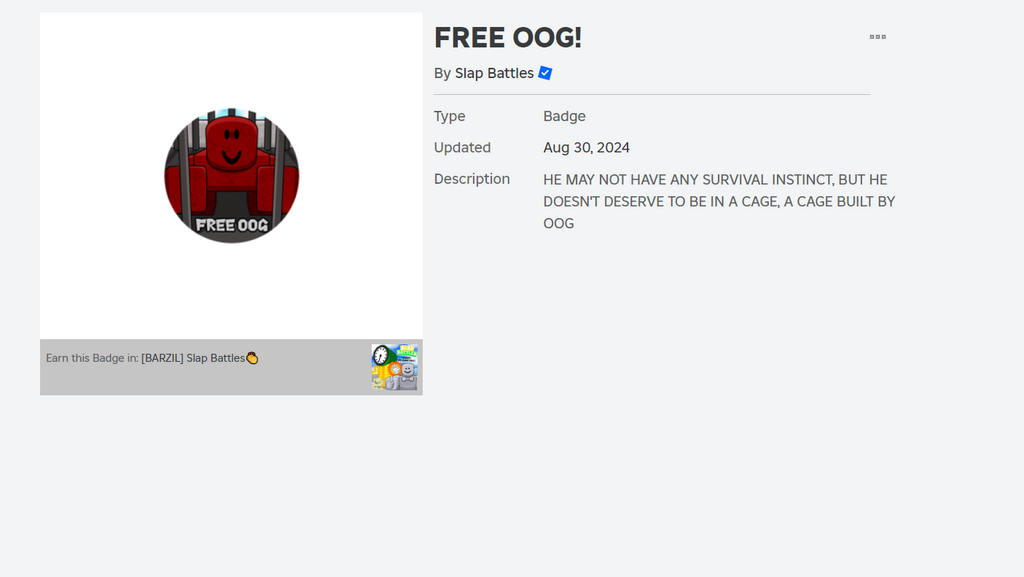 Kostenloses OOG-Abzeichen in Roblox Slap Battles