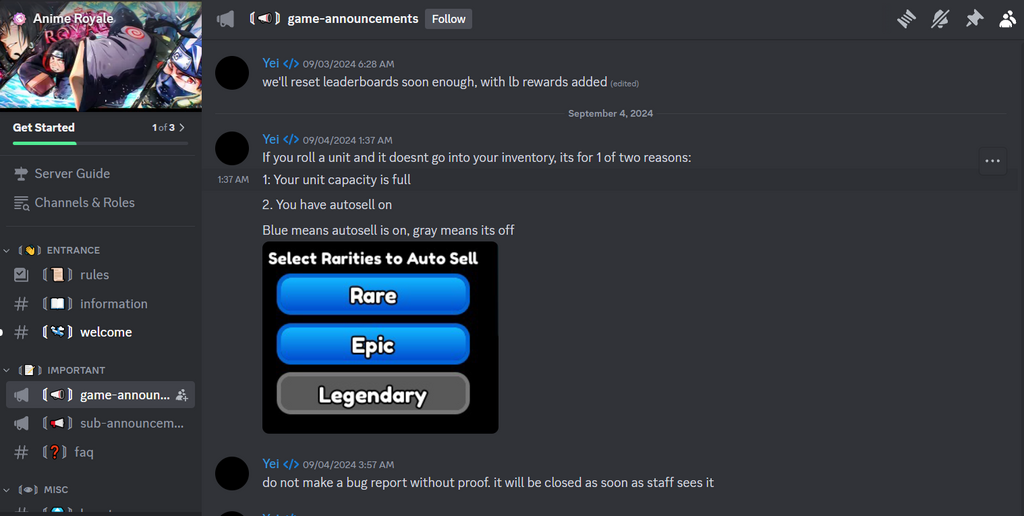 Holen Sie sich die neuesten Informationen zu Roblox Anime Royale von seinem Discord-Server
