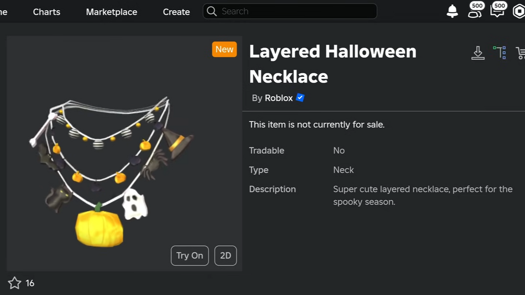 Mehrschichtige Halloween-Halskette im Roblox The Haunt-Event 2024. 