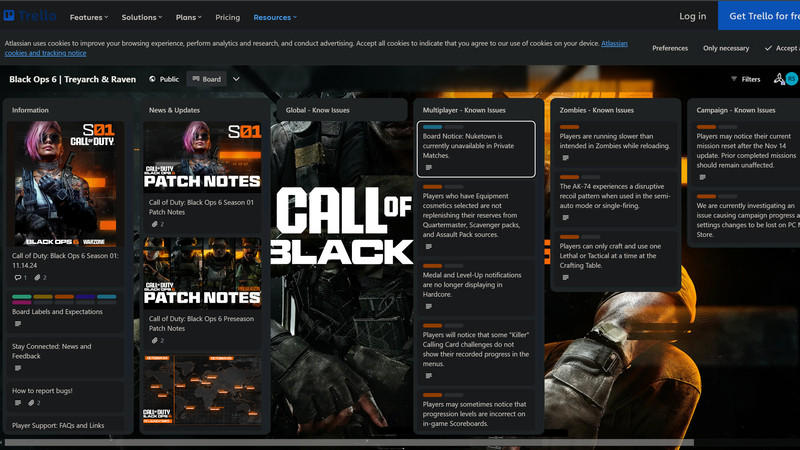 Black Ops 6 Trello-Board