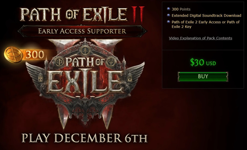 Preis für Path of Exile 2-Unterstützerpakete mit Early-Access-Inhalten