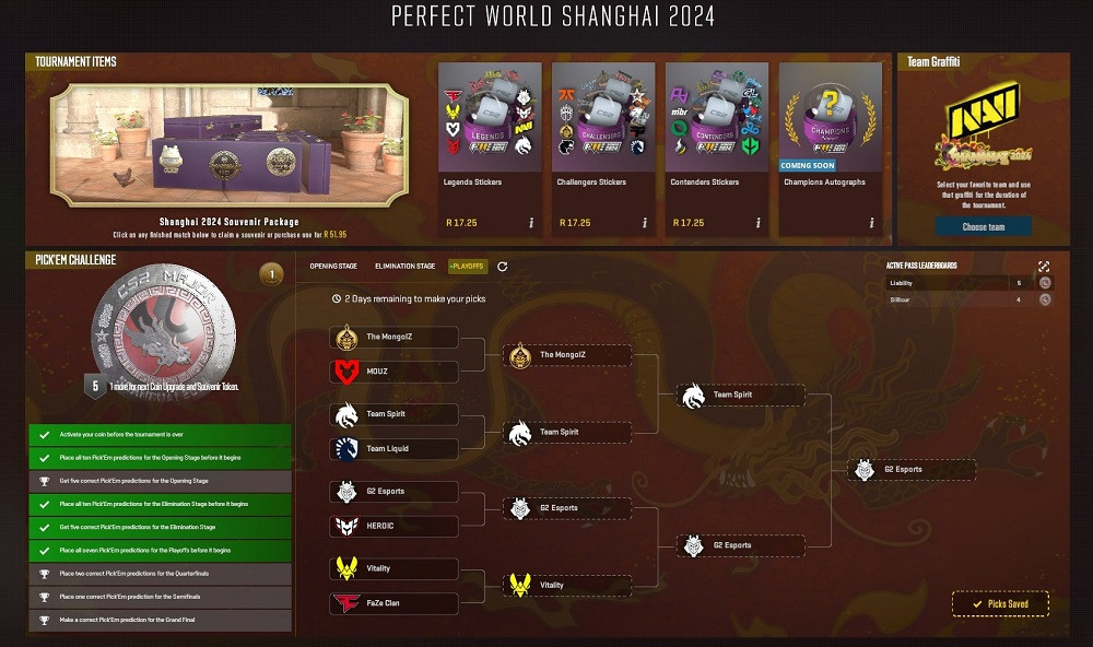 Perfekte World Shanghai Major Pick'em-Vorhersagen, beste Playoff-Spiele, Teams der Mongolz G2 Esports, Teamgeist, Vitalität, flüssiges, heroisches Mouz