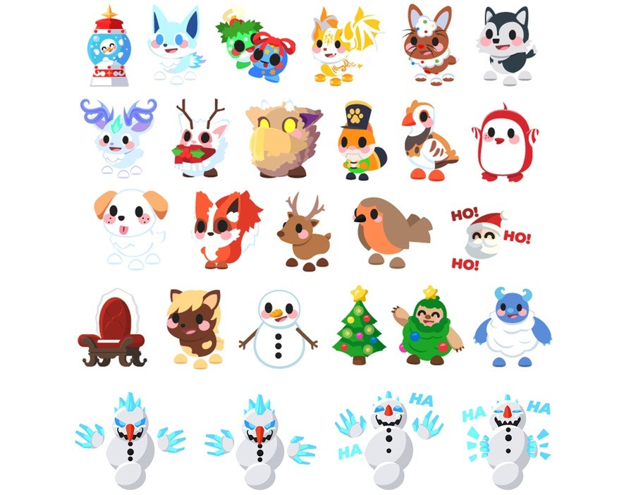 Roblox Adopt Me Winter 2024 Sticker Pack Preis Lebkuchen Drop Chance Chancen Frostclaw legendär animiert