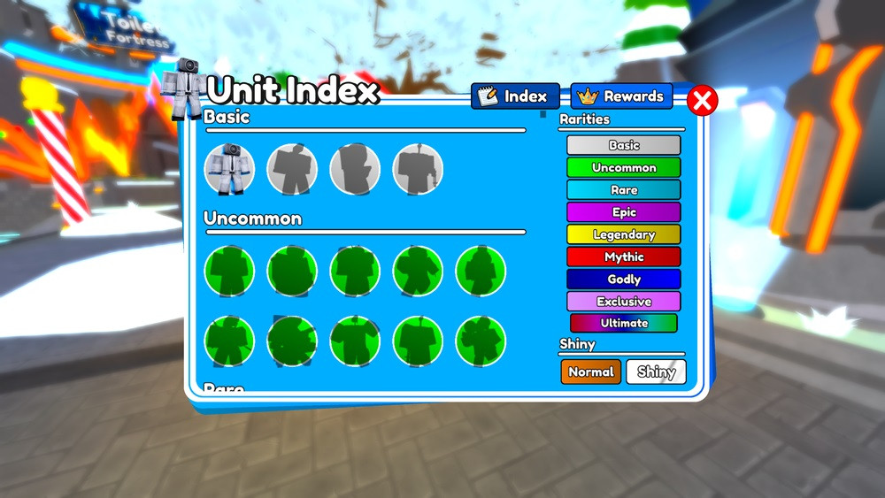 Roblox Toilet Tower Defense Endless XP Boost Jetpack Mount Unit Index-Belohnungen