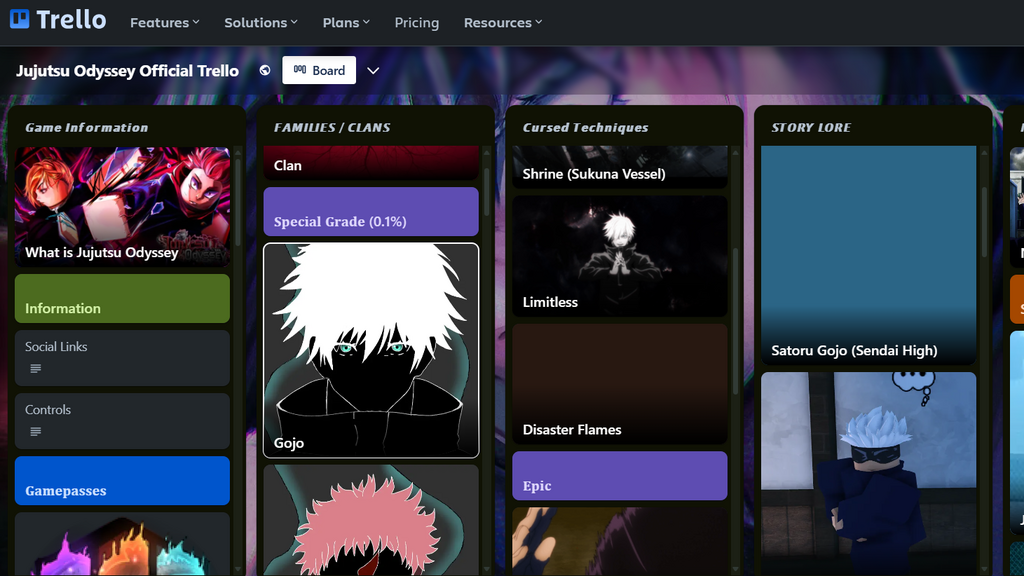 Jujutsu Odyssey Official Trello Board