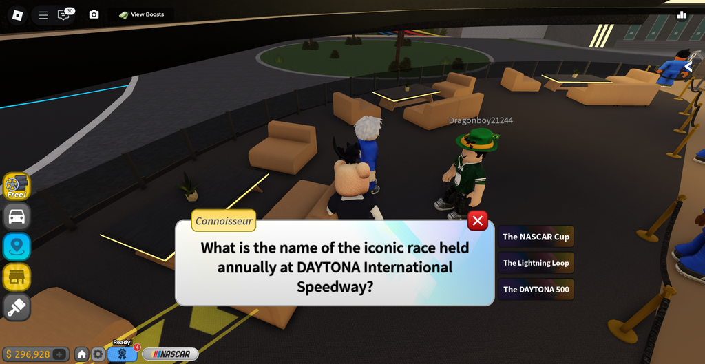 NASCAR Quiz antwortet in das Driving Empire. 