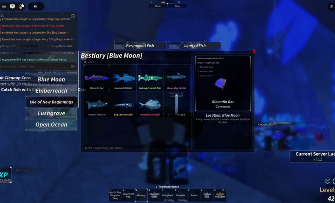 Fisch Blue Moon Bestiary: Wie zu vervollständigen